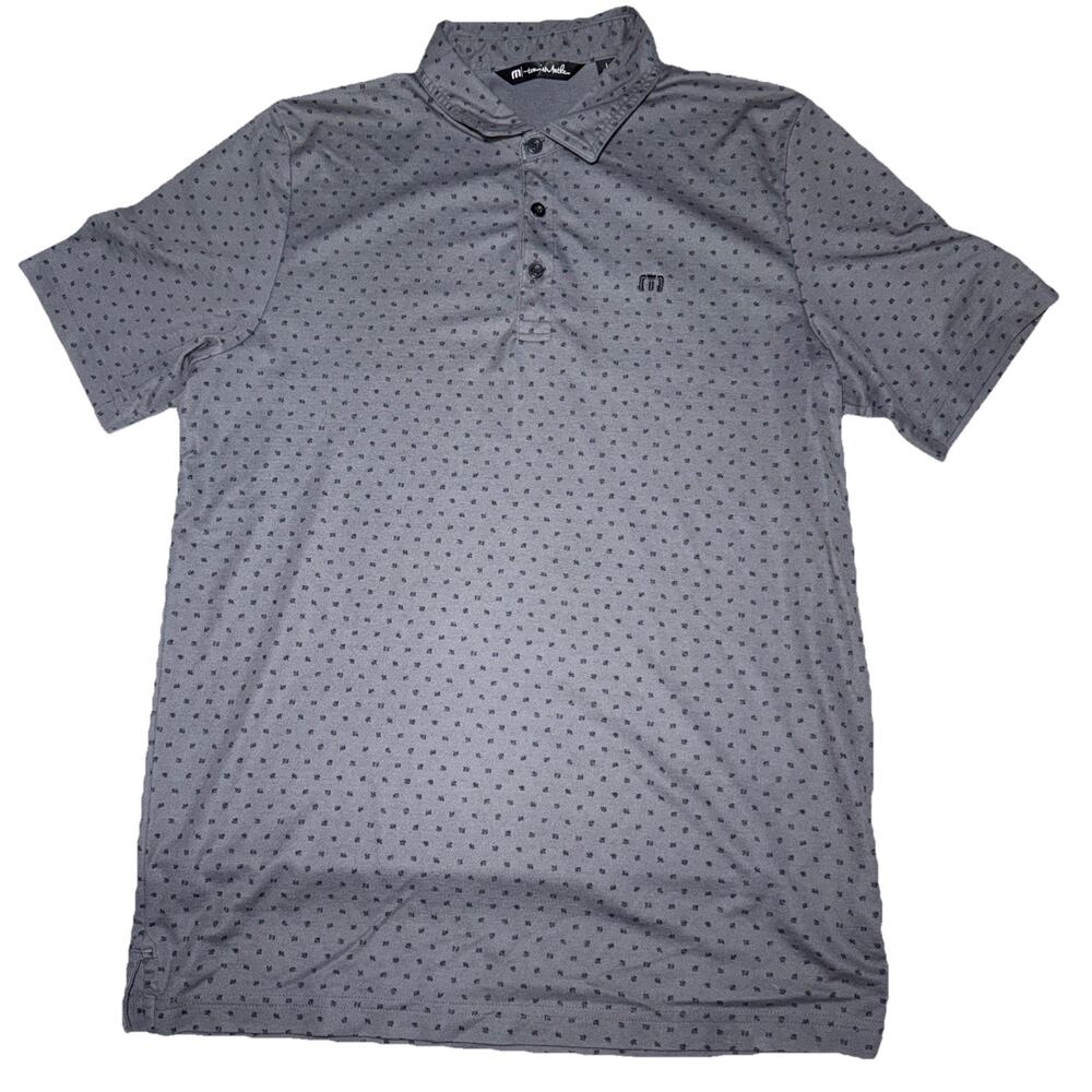 Travis Mathew Men's Heather Gray Polo with Tiny Dot Pattern